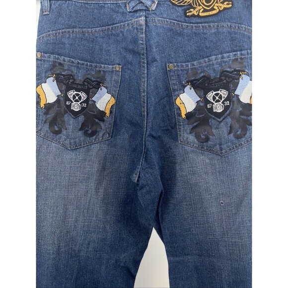 Eight 732 Jeans Mens 38x34 Stretch Embroidered Pockets Straight Leg Y2K Denim - Picture 8 of 10